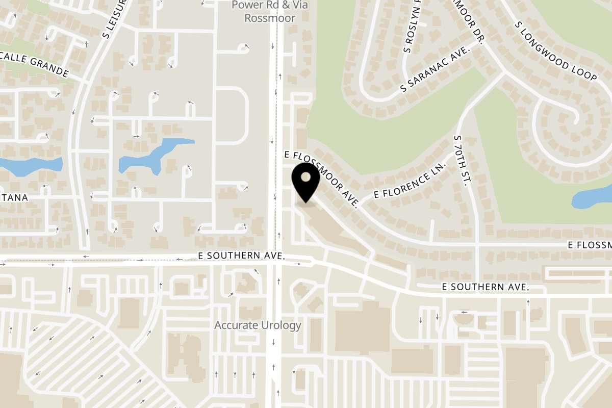 Map showing the location of Kokobelli Bagel Cafe on 1155 S Power Rd #105 in Mesa